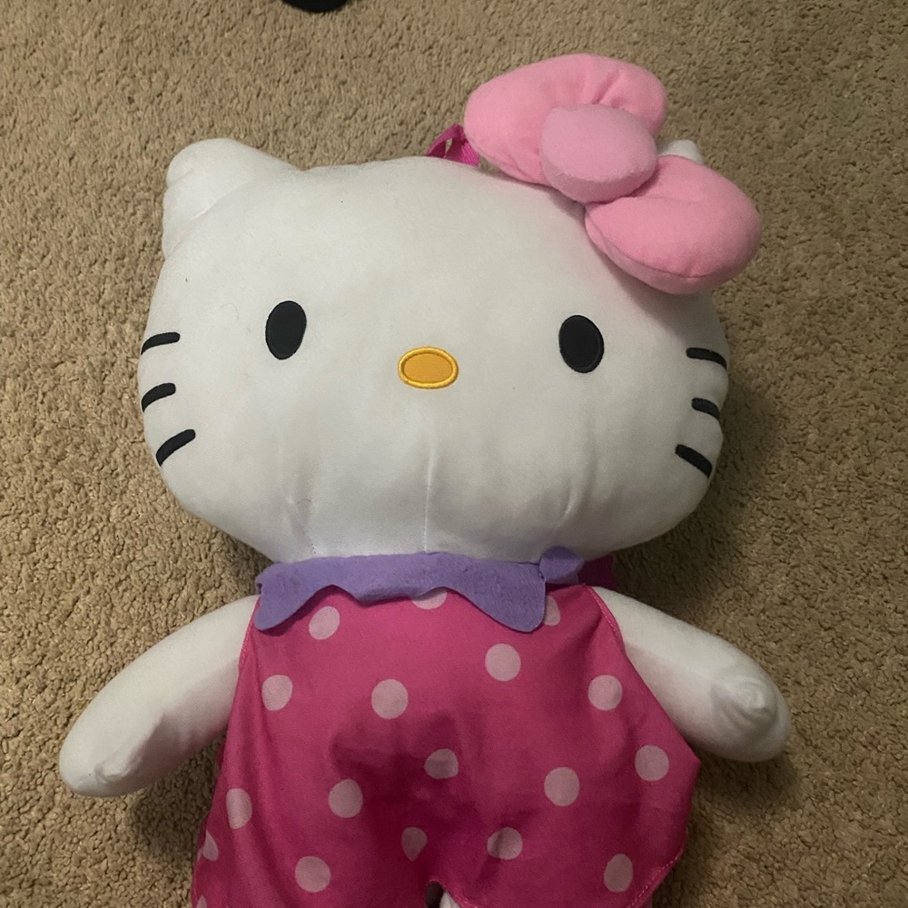 Hello Kitty White and Pink Plush Backpack